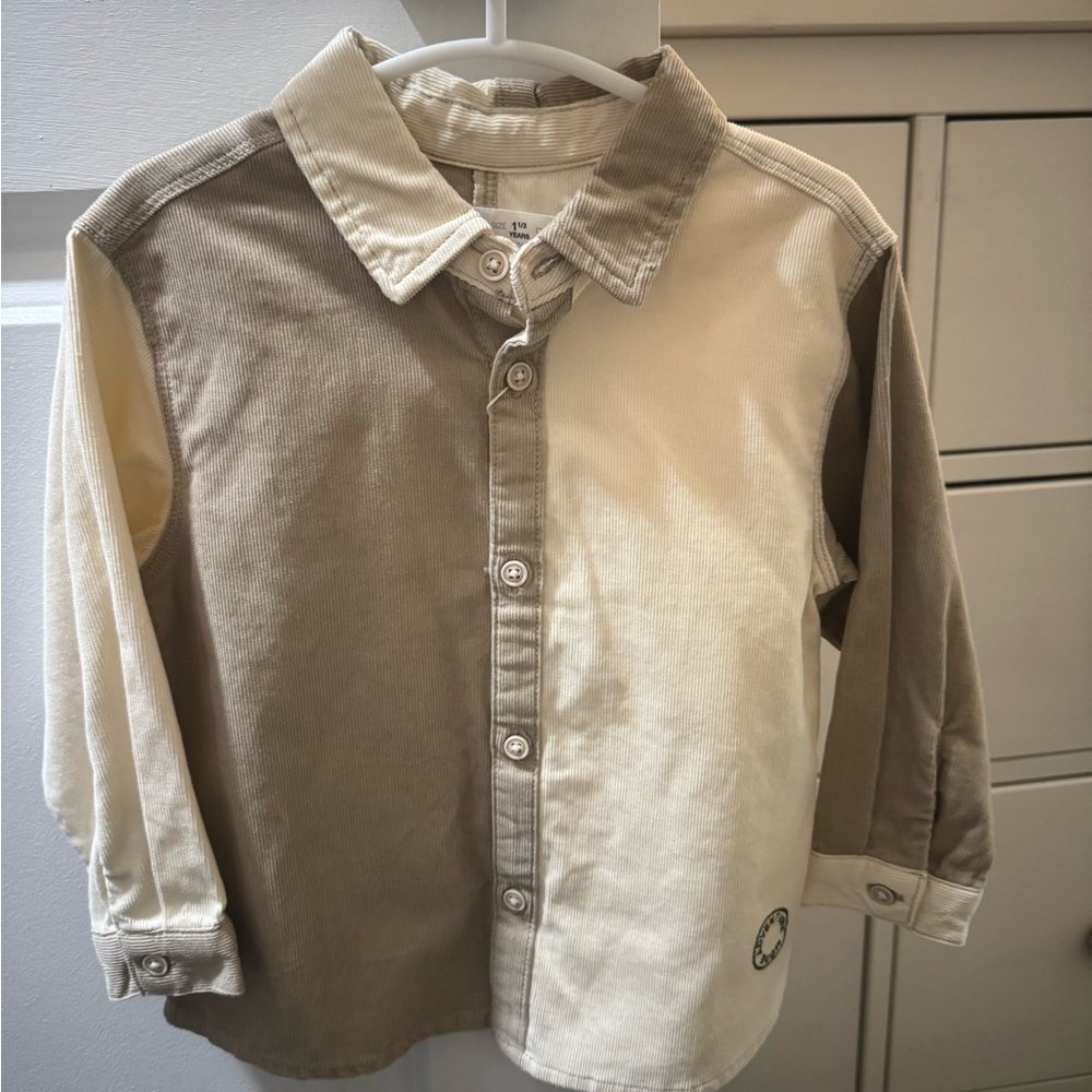 Zara Toddler Boy Two-Tone Button-Up Shirt 1.5 years